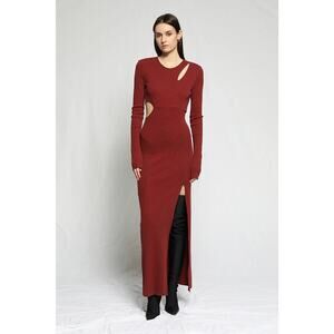 THE RANGE NWT $295 Ribbed Stretch Cutout Slit Carved Maxi Dress Size Small